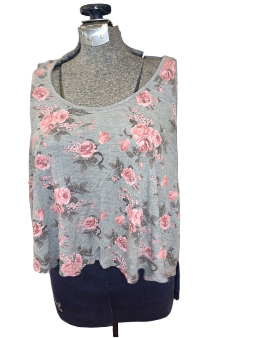 Women's Bluenotes Gray Floral Tank Top XL
